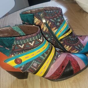 Vibrant Multicolor Ankle Boots
